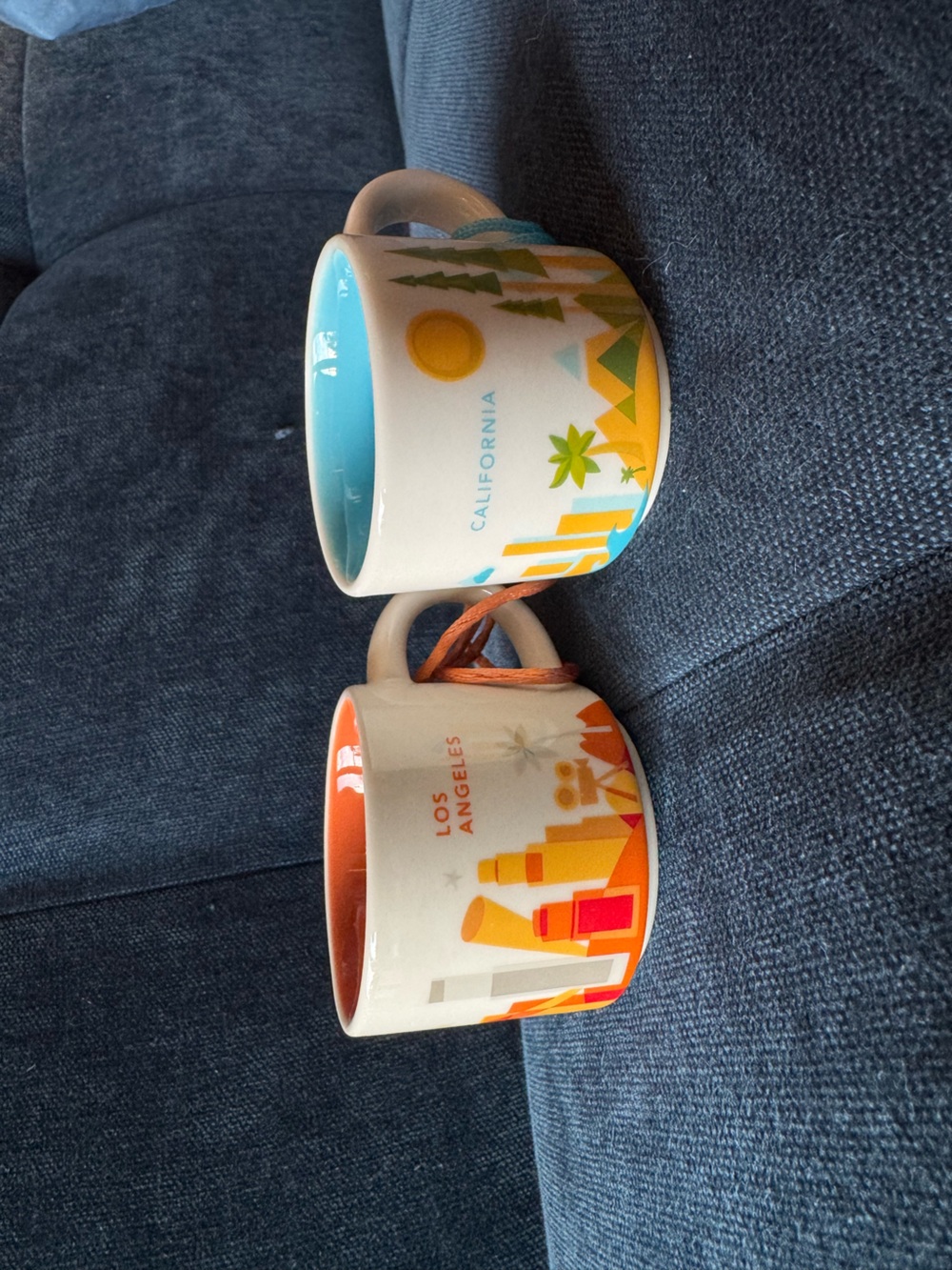 Starbucks California Los Angeles Mini Ceramic Mug Set - Orange & Blue
